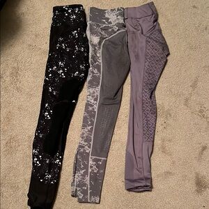 Horseware kingsland ovation Black Gray Purple Leggings Set lot xs small breeches